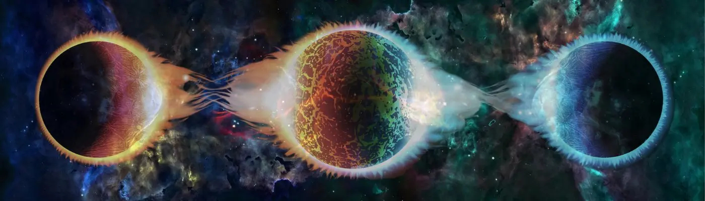 The Aetherial Conflux - cosmic spheres connected across dimensions